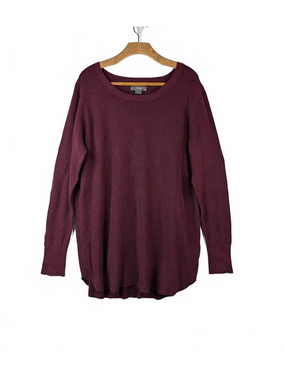 Natural Reflections Burgundy Cotton Blend Tunic Sweater XXL